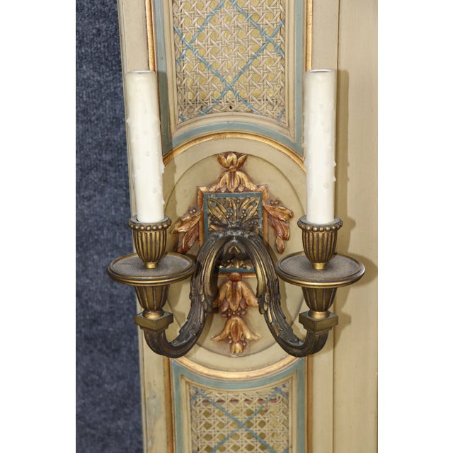 Beige Antique French Turn of the Century Louis XVI Hand Painted Trumeau Mirror For Sale - Image 8 of 10