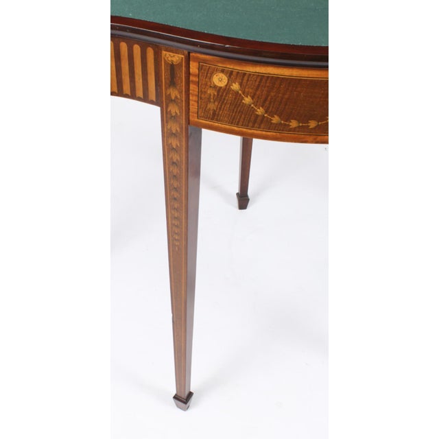 19th Century Mahogany and Satinwood Inlaid Serpentine Card Console Table For Sale - Image 14 of 18