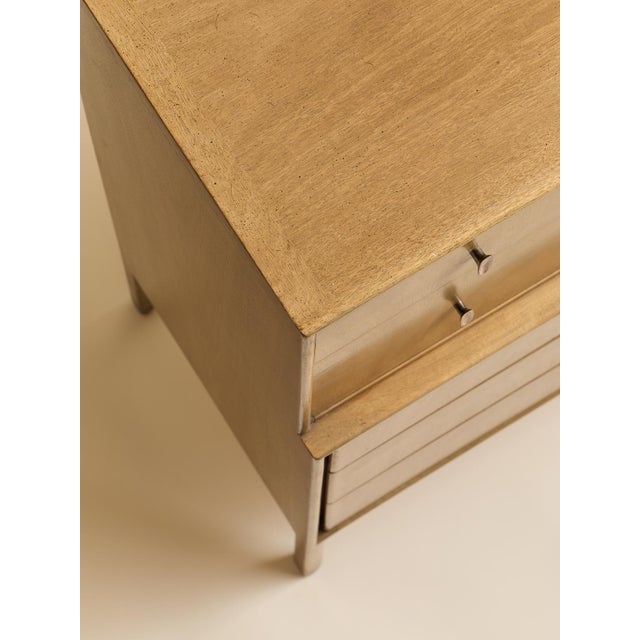 Brown The Vintage Mount Airy 1950s MCM Highboy Dresser With Original Brass and Enamel Inlay Hardware For Sale - Image 8 of 12