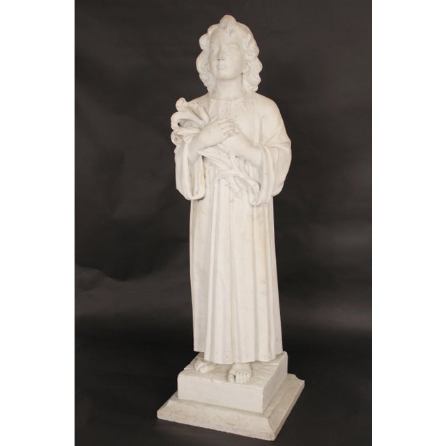 Neoclassical Marble Statue of a Young Girl For Sale - Image 3 of 13