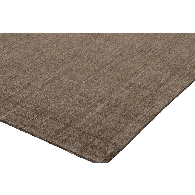 Rug & Kilim’s Oversized Modern Textural Solid Rug in Brown Tones and Striae For Sale In New York - Image 6 of 7