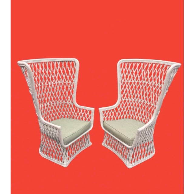 Wood 1970s Rattan & Bamboo Peacock Style Chairs From Disney Polynesian Hotel - A Pair For Sale - Image 7 of 11