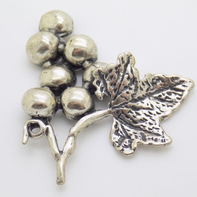 Vintage Italian Handmade Genuine Silver Grapes Flat Miniature Figurine For Sale - Image 6 of 12