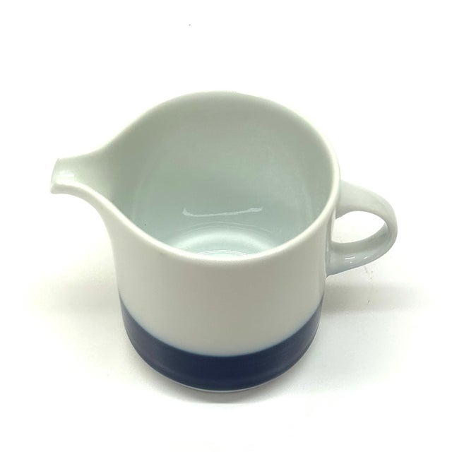 Mid 20th Century Mid 20th Century Minimalist Blue & White Creamer & Sugar Bowl Set by Thomas Germany For Sale - Image 5 of 11