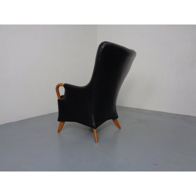 Wood Tenor Leather Lounge Chair by Søren Nissen and Ebbe Gehl for Nielaus Jeki, Denmark, 1980s For Sale - Image 7 of 16