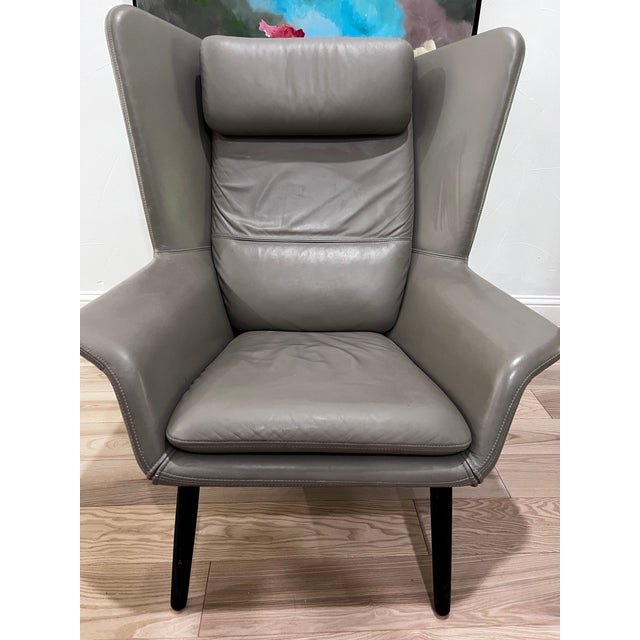 BoConcept Hamilton Scandinavian Modern Leather Armchair With Ottoman For Sale - Image 4 of 10