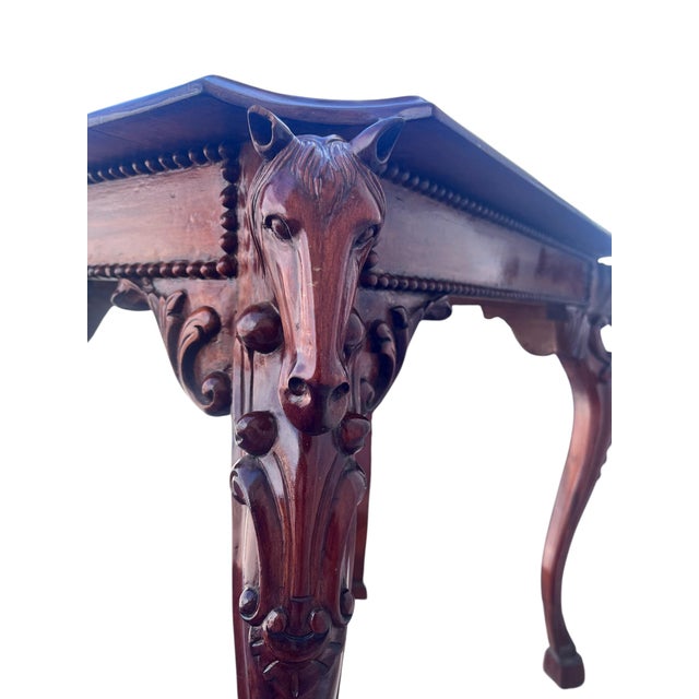 Late 20th Century Mahogany Horse Head Side Table With Hoofed Feet For Sale - Image 5 of 11