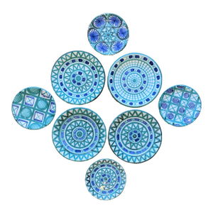 Set of 8 Hand-Painted Plates by Robert Picault — Vallauris, France, c.1950s