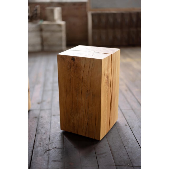 Beech Solid Wood Cube Side Table For Sale - Image 10 of 18