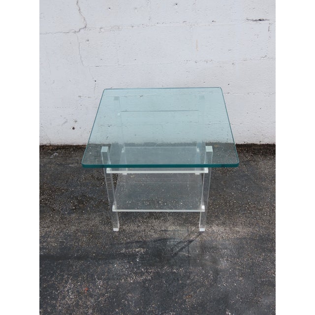 Hollywood Regency Lucite Glass Top Side End Table 6382 For Sale - Image 12 of 15
