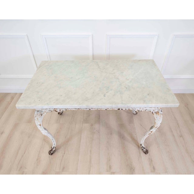 19th Century French Painted Iron Table with Marble Top and Lion Paw Feet For Sale In Atlanta - Image 6 of 7