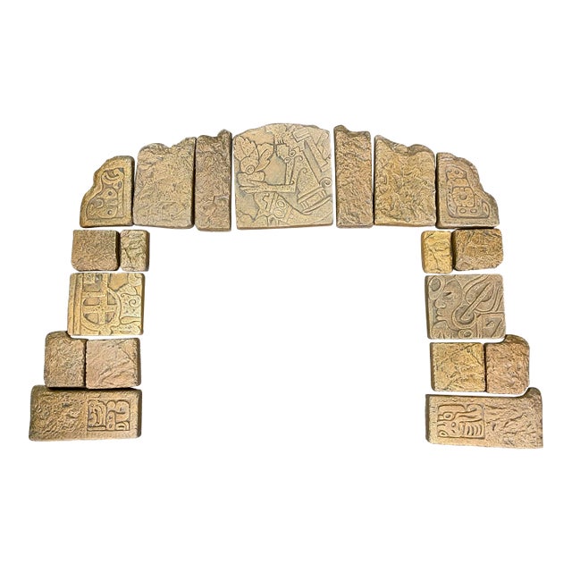 1920s Mayan Malibu Tile Fireplace Surround For Sale