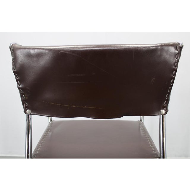 Mid-Century Modern Armchairs in Leather & Chrome from Arper, 1980s, Set of 6 For Sale - Image 18 of 18
