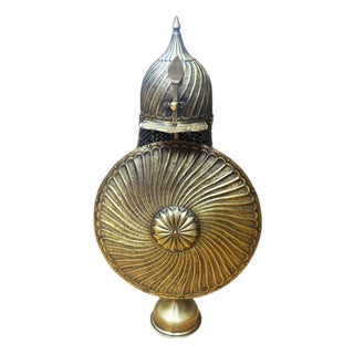Handmade Turkish Brass Fluted Helmet Shield Set For Sale