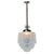 1930s Art Deco pendant light featuring a stepped and line-textured "Skyscraper" blue cobalt glass shade and Streamline Art...