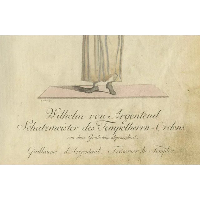 Wilhelm Von Argenteuil, Templar Treasurer, 1791, Hand-Colored Engraving For Sale - Image 4 of 6