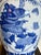 Late 20th Century Large 19" Chinese Blue & White Porcelain Peacock Vase & Carved Wood Stand For Sale - Image 4 of 9