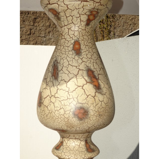 Tan Vintage French Country Table Lamp W Crackle Finish For Sale - Image 8 of 11