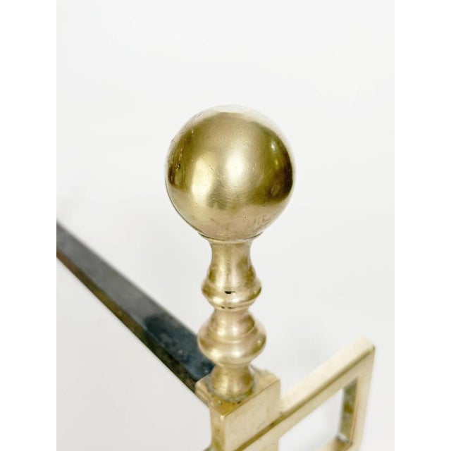 Brass and Cast Iron Andirons, France, 1970s, Set of 2 For Sale - Image 6 of 11