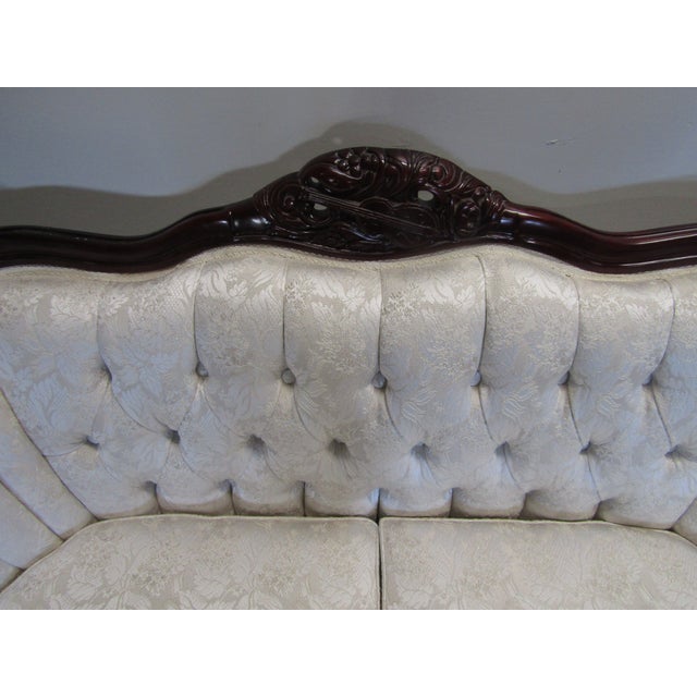 1980s Harris Furniture Mahogany Framed French Style Loveseat For Sale - Image 5 of 9