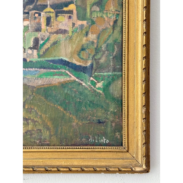 Mid 20th Century Mid-Century Dreamlike Amalfi Coast Townscape by Italian Modernist Giuseppe Di Lieto For Sale - Image 5 of 12