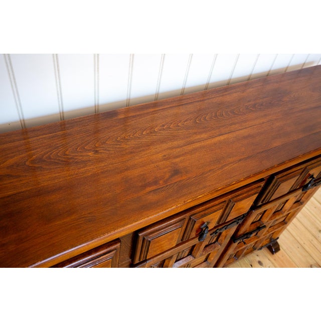 Mid-Century Brutalist Baroque Tuscan Spanish Walnut Iron Sideboard Credenza by Navarro Argudo, 1960 For Sale - Image 15 of 18