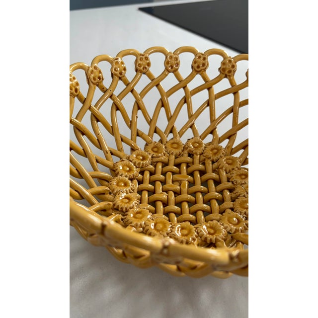 Handmade Ochre Ceramic Openwork Fruit Basket from Pichon Uzès, France, 1960s For Sale - Image 3 of 13