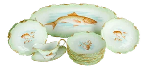 Antique Limoges 13-Pieces Fish Set - Set of 13
