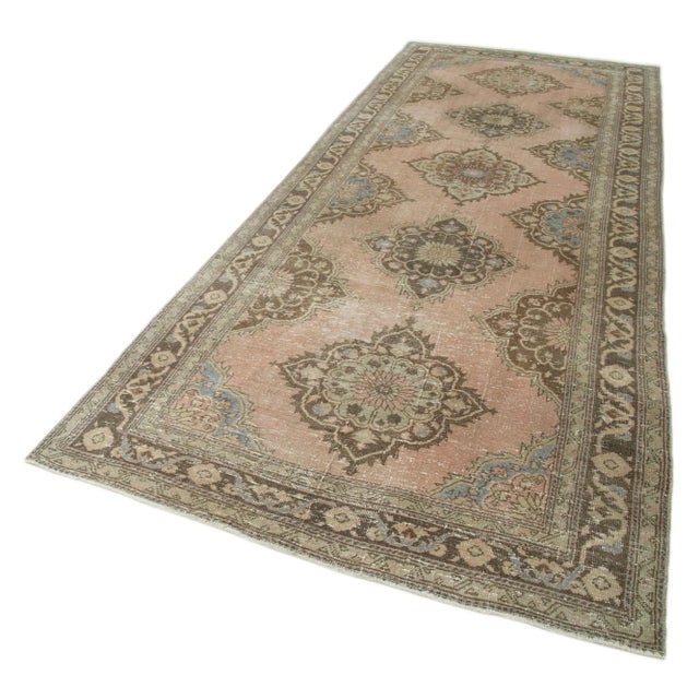 Boho Chic Beige Anatolian Decorative Hand Knotted Vintage Runner Rug For Sale - Image 3 of 7