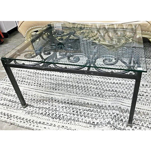 Dark Gray 1990s Solid Stock Wrought Iron Coffee Table For Sale - Image 8 of 14