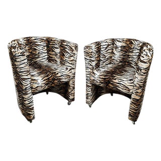 Vintage Lounge Chairs with Tiger Print, 1990s, Set of 2 For Sale