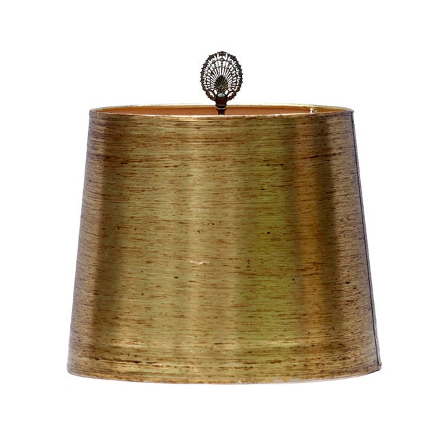 Vintage Pair of Gold Shades with Filigree Finials & Harps This rare set of two shades features exquisite filigree finials...