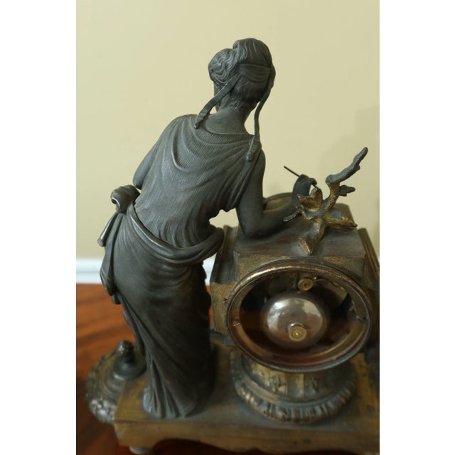 Antique 3 Piece Bronze Clock & Urn Set For Sale In Philadelphia - Image 6 of 13