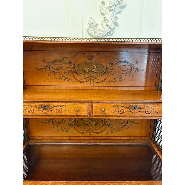 Antique Georgian Sheraton Satinwood Marquetry Inlaid Display Cabinet, 1800 For Sale - Image 18 of 18