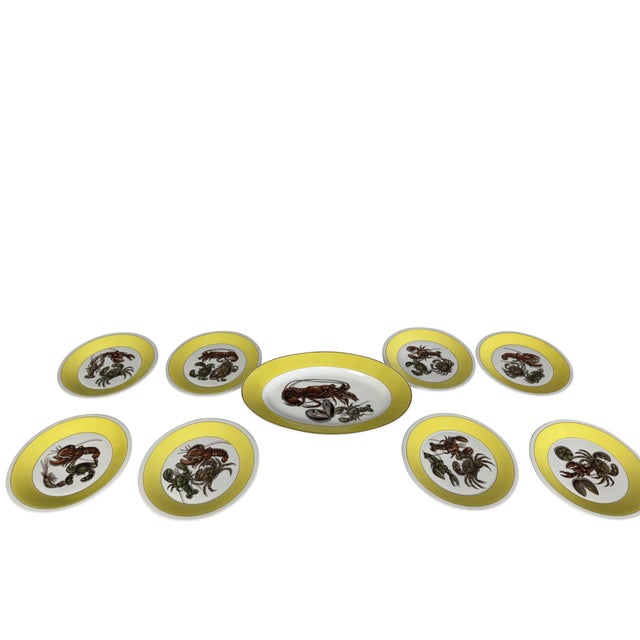 Late 20th Century Late 20th Century Mottahedah Shellfish Plates and Matching Platter - Set of 9 For Sale - Image 5 of 18