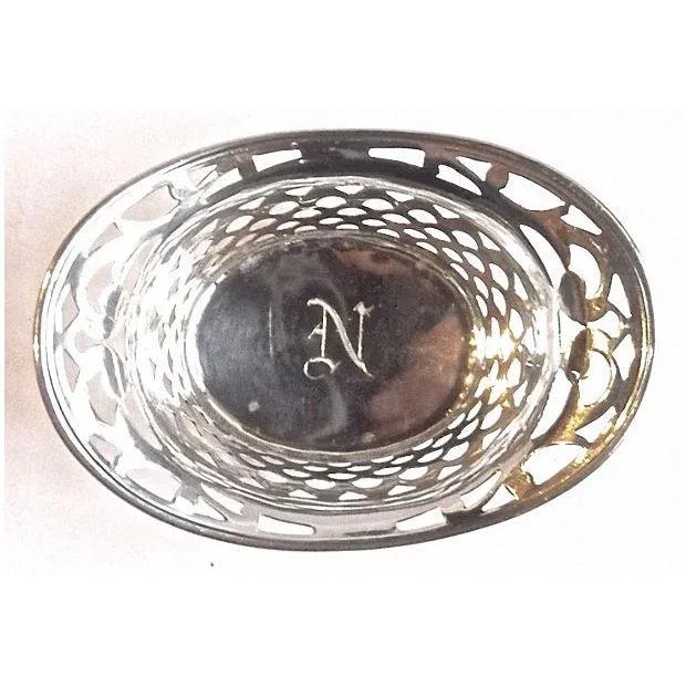 Traditional Vintage Pierced Sterling Silver Salt Dish For Sale - Image 3 of 4