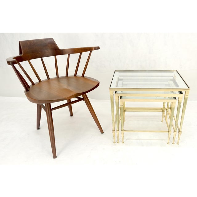 Fine Polished Brass Glass Mirrored Frames Tops Nesting Side Tables Stands Redone For Sale - Image 14 of 16