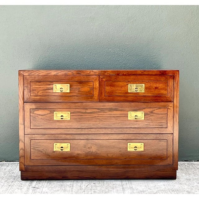 Henredon Four-Drawer Campaign Chest of Drawers For Sale - Image 11 of 12