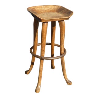 Vintage French Country Style Wood Bar Stool For Sale