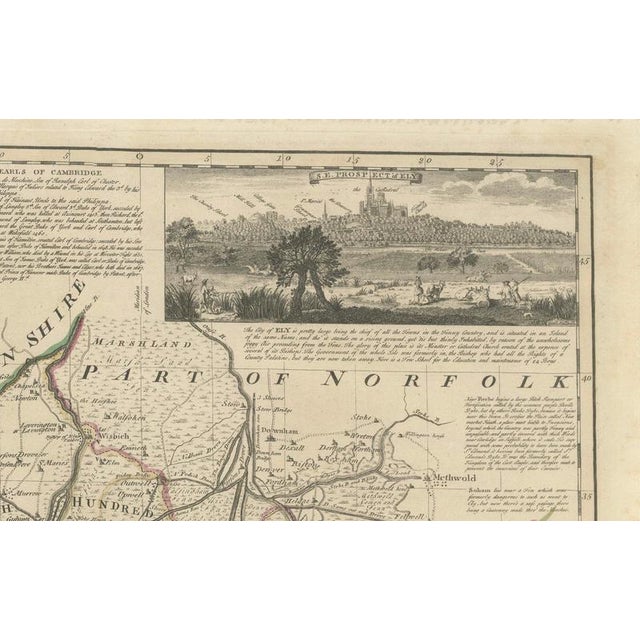 Paper Large Antique Map of Cambridgeshire by Emanuel Bowen, 1760 For Sale - Image 7 of 11