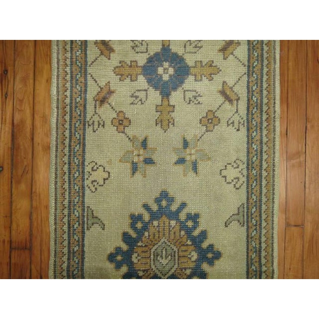 Early 20th Century Early 20th Century Antique Zabihi Collection Ivory Field Long Oushak Runner - 2'3" x 22'4" For Sale - Image 5 of 6