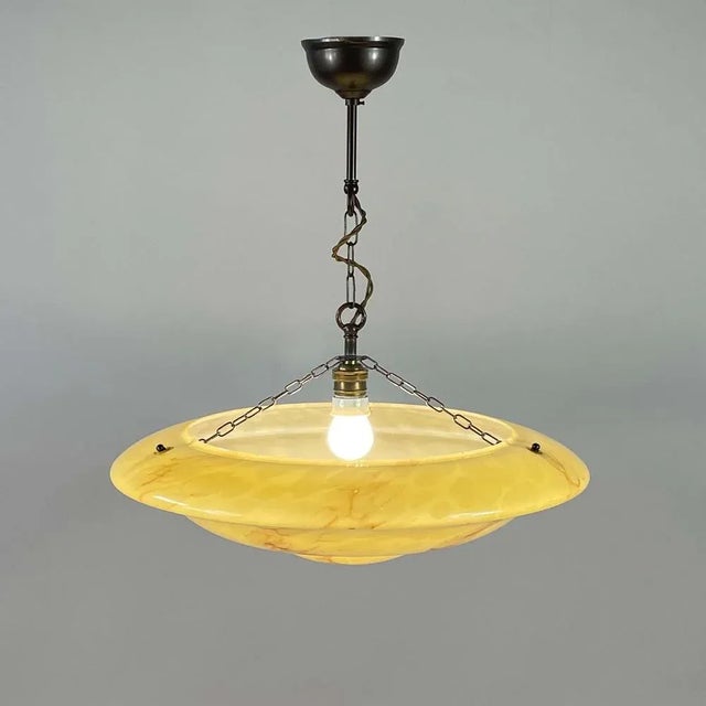 Marbled Opaline and Burnished Brass Pendant, Germany, 1930s For Sale - Image 13 of 17