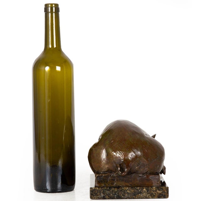 Late 20th Century Modernist American Bronze Sculpture “Resting Pig” by Dan Ostermiller Ca. 1997 For Sale - Image 5 of 12
