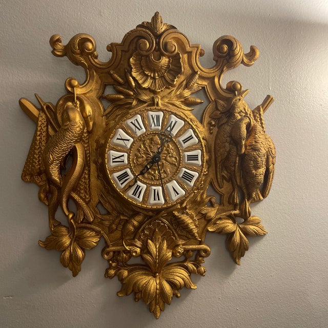 European Gold Bronze Hunt Trophy Clock For Sale - Image 6 of 6