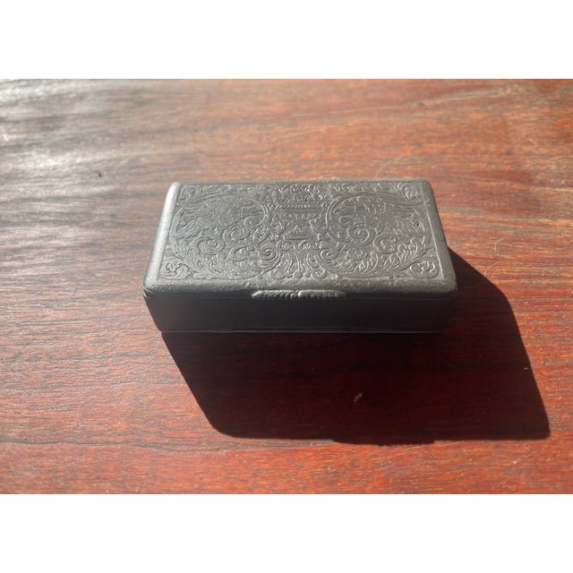 Art Nouveau Antique Art Nouveau Early 1900's Eagle & Floral Silver Plated Snuff Box For Sale - Image 3 of 8