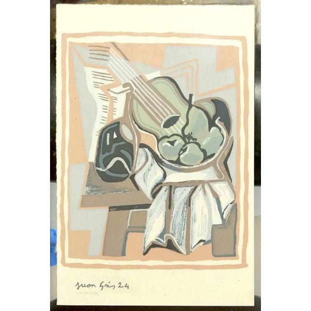 Guitarra Frutero y Garrafa - Original Pochoir After Juan Gris - 1986 1986 For Sale - Image 3 of 3