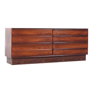 Westnofa Mid Century Danish Rosewood 8 Drawer Lowboy Dresser For Sale