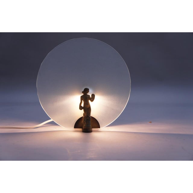 Art Deco Lamp in Bronze and Glass, 1930s For Sale - Image 4 of 5