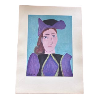 After Pablo Picasso, Portrait of "Portrait of D. M." | Limited Edition | Signed in Plate | 1940s Swiss Lithograph For Sale