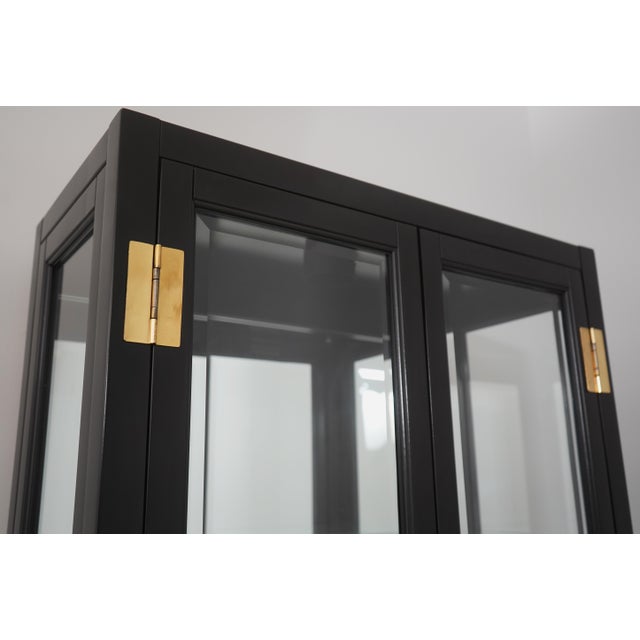 Ebonized Black Chinoiserie Style Curio Display Cabinet For Sale - Image 11 of 15